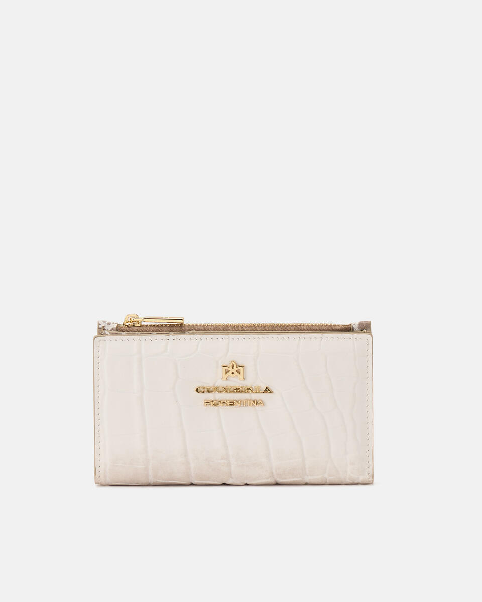 Portacarte di credito con portamonete Avorio  - Portafogli Donna - Portafogli - Cuoieria Fiorentina