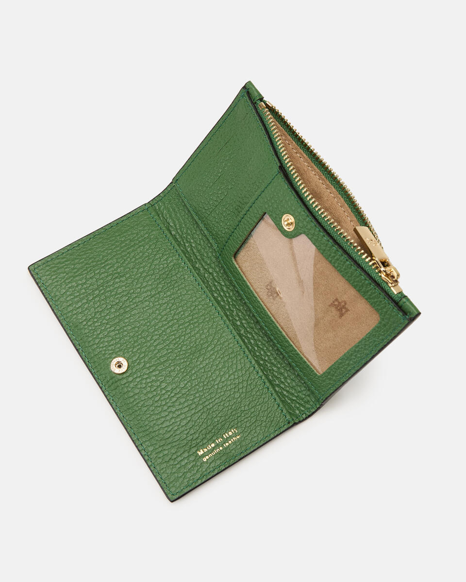 Velvet Portacarte di credito conportamonete Aloe  - Portafogli Donna - Portafogli Donna - Portafogli - Cuoieria Fiorentina