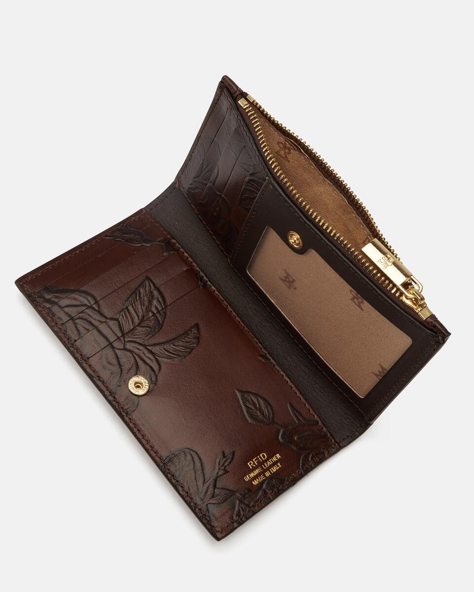 Vertical card holder Mahogany  - Women's Wallets - Women's Wallets - Wallets - Cuoieria Fiorentina