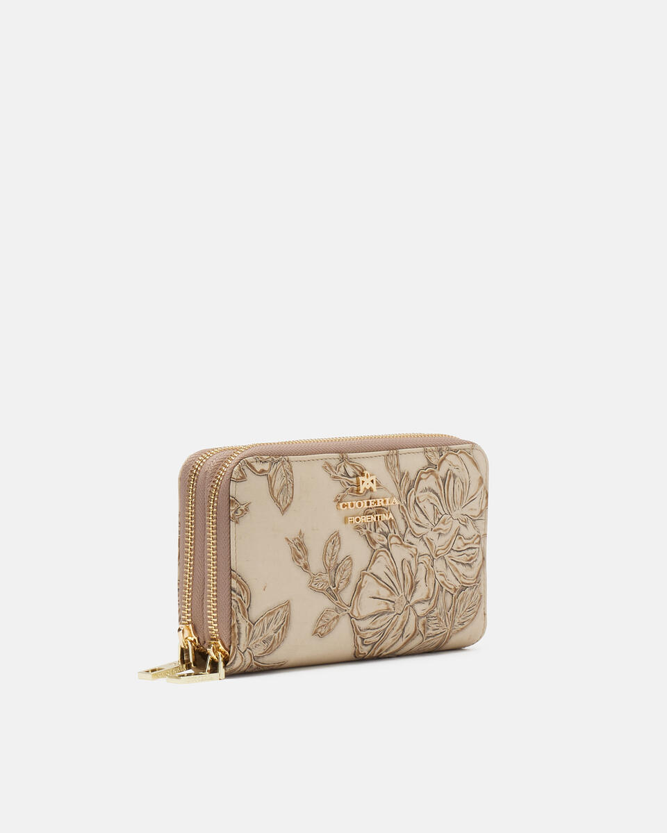 Portafoglio doppio zip around Mimì Taupe  - Portafogli Donna - Portafogli Donna - Portafogli - Cuoieria Fiorentina