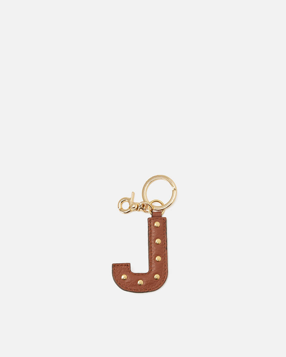 Portachiavi lettera J Caramel  - Portachiavi Donna - Accessori Donna - Accessori - Cuoieria Fiorentina