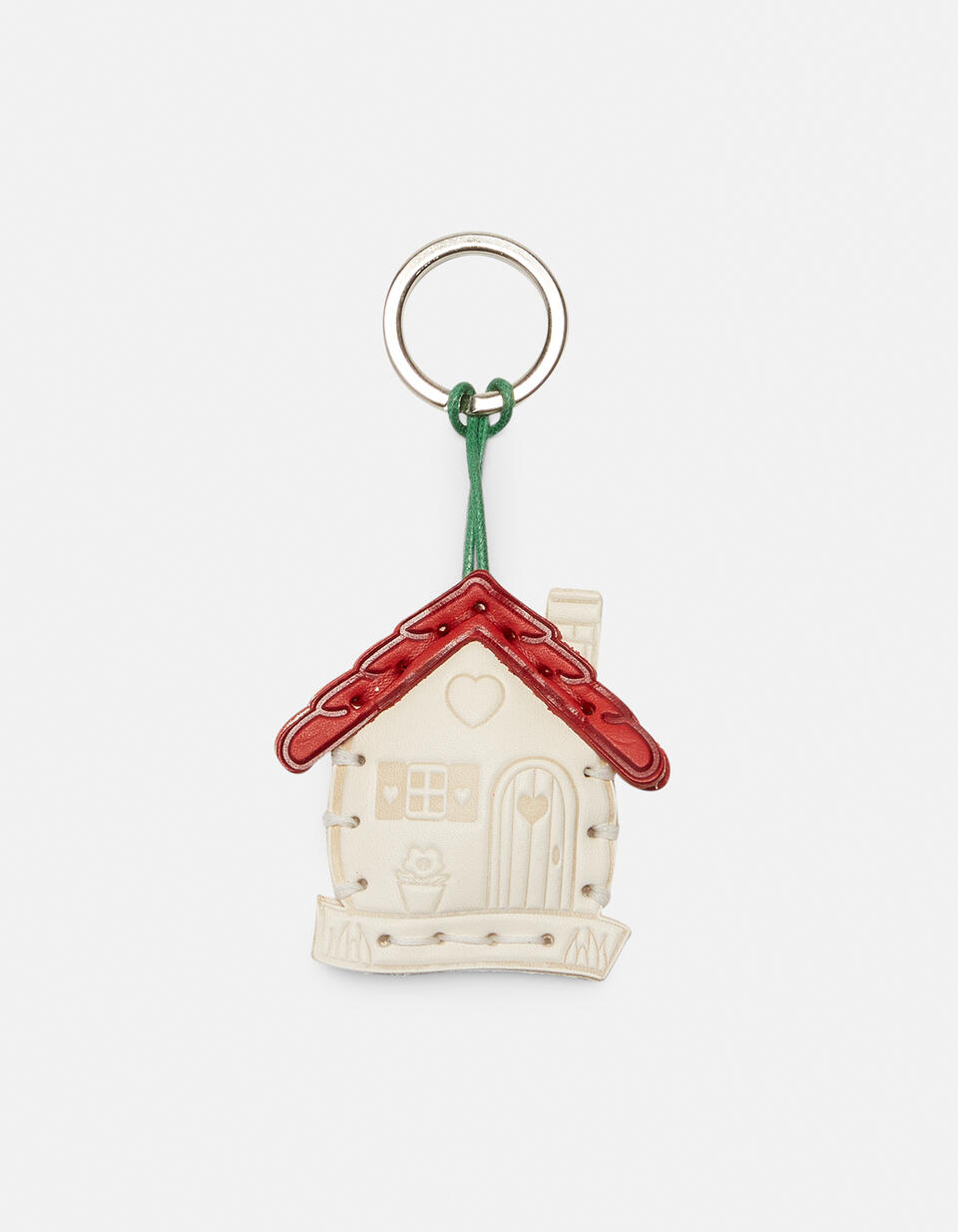 Portachiavi ad anello in cuoio colorato Bianco  - Portachiavi Donna - Accessori Donna - Accessori - Cuoieria Fiorentina