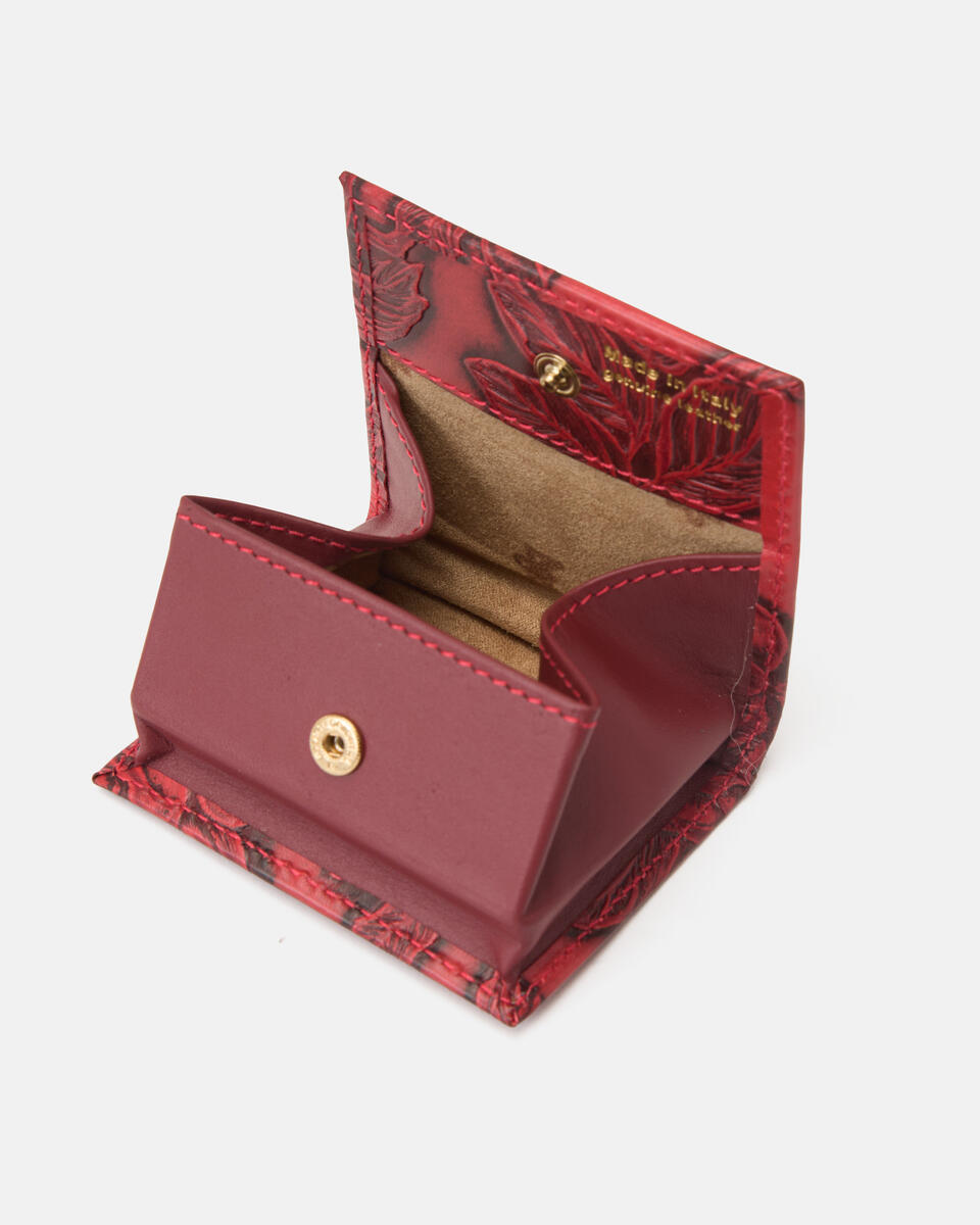 Portamonete Quadrato in Mimì Rosso  - Portafogli Donna - Portafogli Donna - Portafogli - Cuoieria Fiorentina